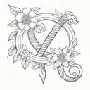 flowers snakes dagger intertwined tattoo design idea
