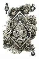 ace of spades with japanese waves flowing tattoo design idea