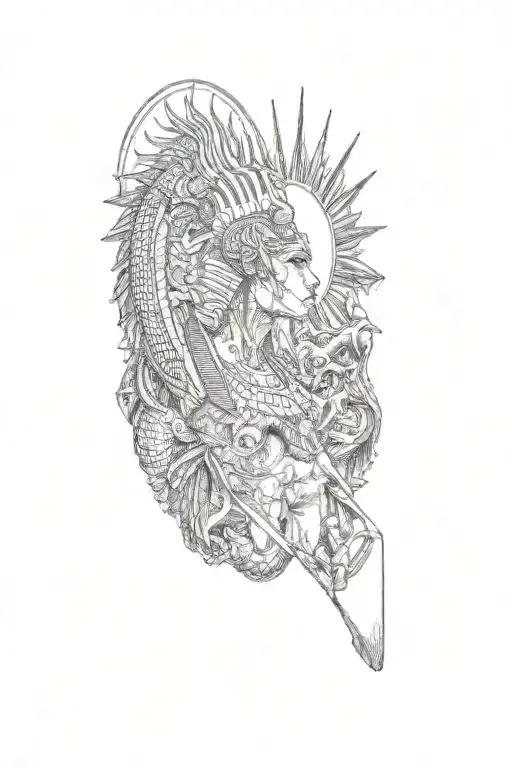 an egyptian pharaoh with a dragon wrapped around tattoo design idea