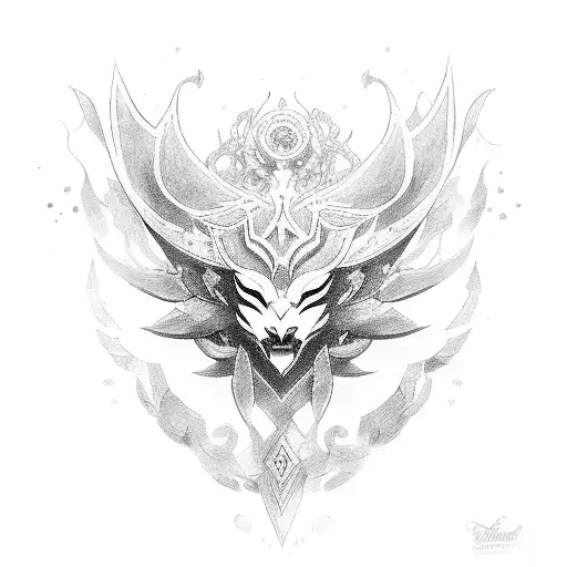 kindred spirit blossom unmasked league of legends tattoo design idea