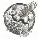 white rabbit with hawk flying tattoo design idea