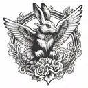 white rabbit with hawk flying tattoo design idea