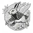 white rabbit with hawk flying tattoo design idea