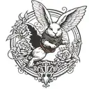 white rabbit with hawk flying tattoo design idea