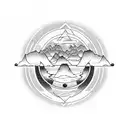 things i like: sunset, dumbbell, beach,lights tattoo design idea