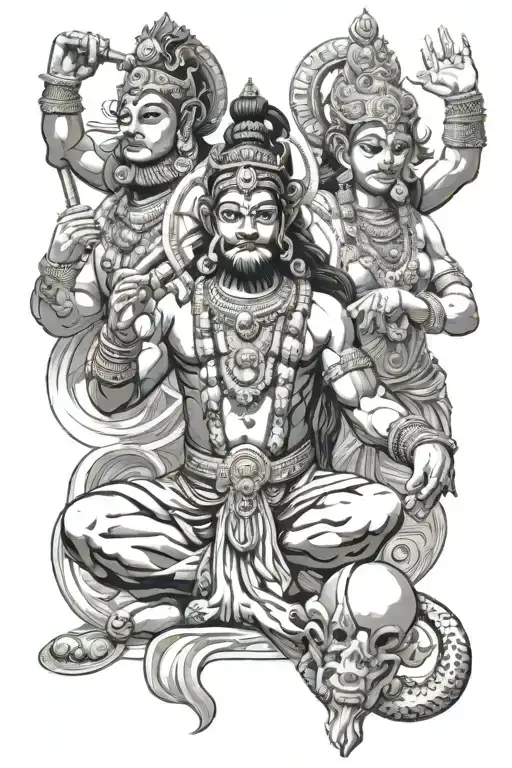 Black and Grey "Symbolism Of The Hindu Gods Hanuman,..." Tattoo Idea