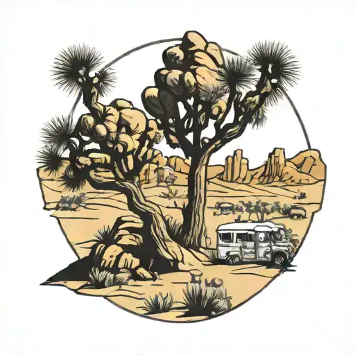 Joshua tree scene tattoo design idea
