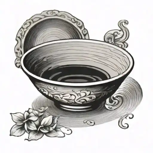 empty bowl with shadow on counter tattoo design idea