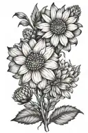 birtflowers aster and marigold, with a hidden semicolon tattoo design idea