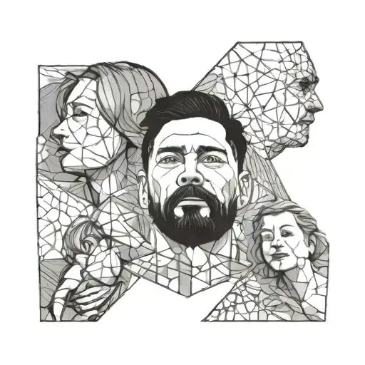 family of mom, dad and 2 year old son looking up at the sky tattoo design idea