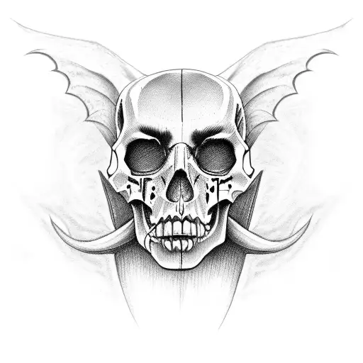 succubus with skull dark tattoo realism  tattoo design idea