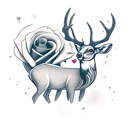 Gemini, roses and a deer tattoo design idea