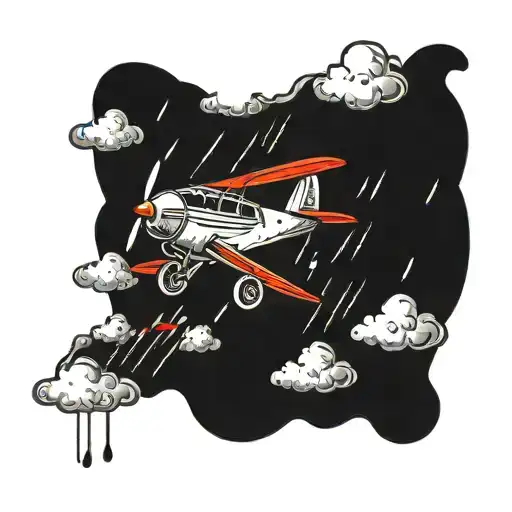rain, cloud, aeroplane  tattoo design idea