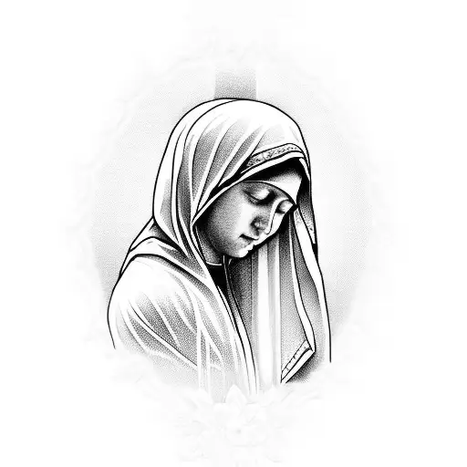 virgin Mary crying tattoo design idea