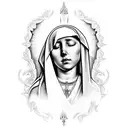 virgin Mary crying tattoo design idea
