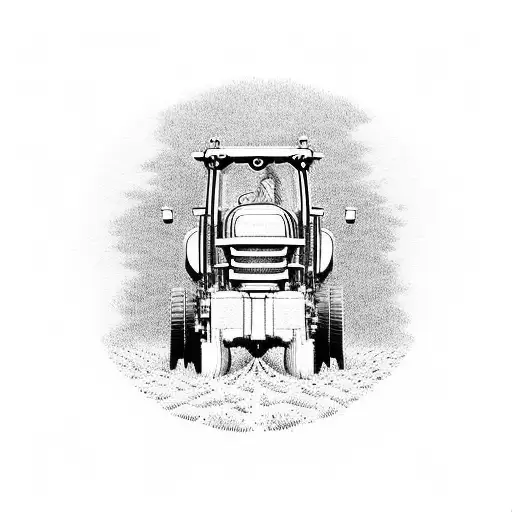 John Deere tractor in cornfield at sunset tattoo design idea
