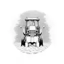 John Deere tractor in cornfield at sunset tattoo design idea
