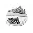 John Deere tractor in cornfield at sunset tattoo design idea