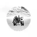 John Deere tractor in cornfield at sunset tattoo design idea