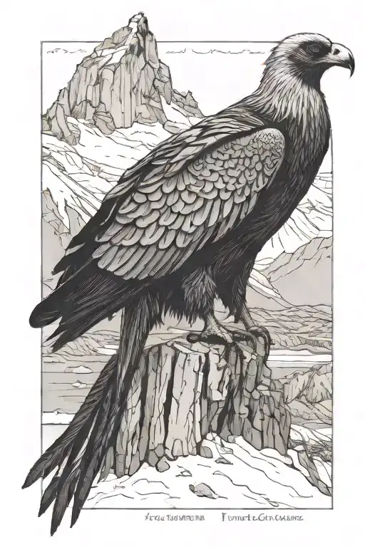 Condor Torres del Paine in the background tattoo design idea