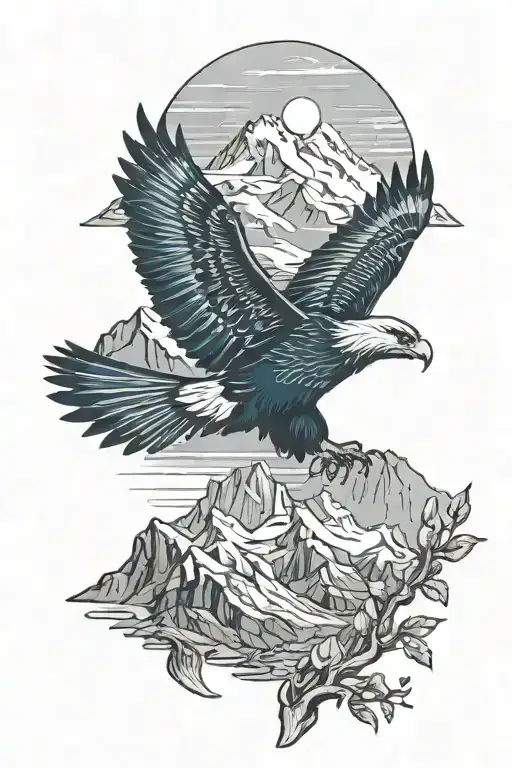 Condor Torres del Paine in the background tattoo design idea
