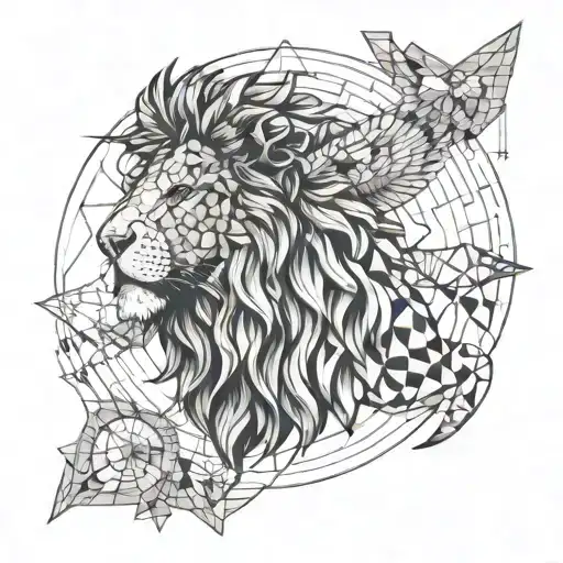 Atlas and Lion and Moth tattoo design idea