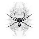 spider coming down with cobweb tattoo design idea