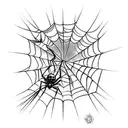 spider coming down with cobweb tattoo design idea