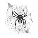 spider coming down with cobweb tattoo design idea