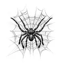 spider coming down with cobweb tattoo design idea
