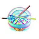 A billiards table with neon lights and rave dancers tattoo design idea