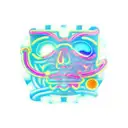 A billiards table with neon lights and rave dancers tattoo design idea