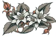 Bonsai, red and blue spider lily tattoo design featuring tattoo design idea