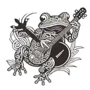 frog playing banjo tattoo design idea