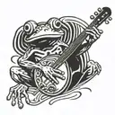 frog playing banjo tattoo design idea