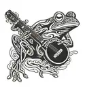 frog playing banjo tattoo design idea