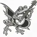 frog playing banjo tattoo design idea