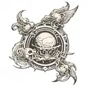 white planet tattoo design idea