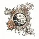 white planet tattoo design idea