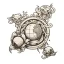 white planet tattoo design idea
