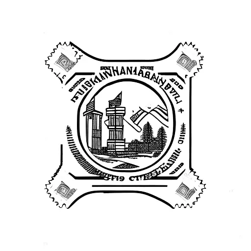 postage stamp of pennsylvania scenery  tattoo design idea