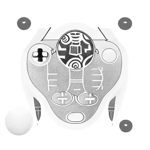 A videogame controller with shoe-themed buttons tattoo design idea