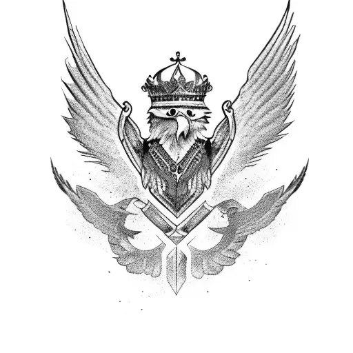 Eagle perched on a crown tattoo design idea