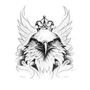 Eagle perched on a crown tattoo design idea