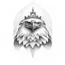 Eagle perched on a crown tattoo design idea