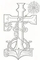 cross and marine engineering symbols tattoo design idea