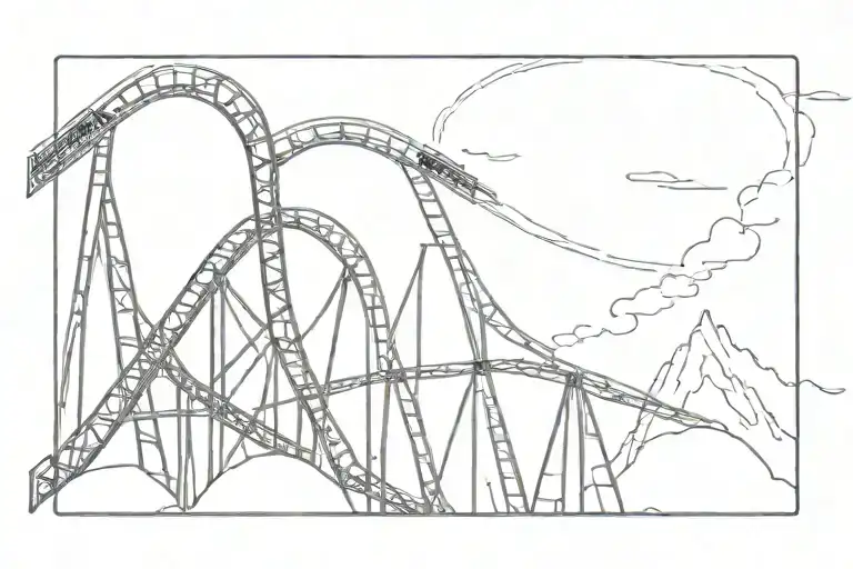 rollercoaster line art with looping  tattoo design idea