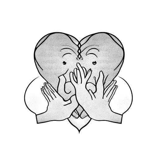 A child's hand holding onto a mother's heart with Ayden's name written in cursive intertwined within the design tattoo design idea