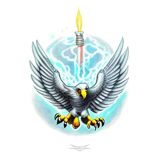 A fierce eagle clutching a bomb in its talons tattoo design idea