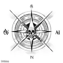 half skull and compass  tattoo design idea